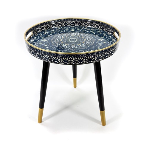 Round boho side table - side,