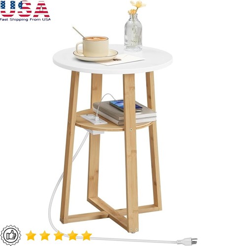 Round side table charging - side, w/