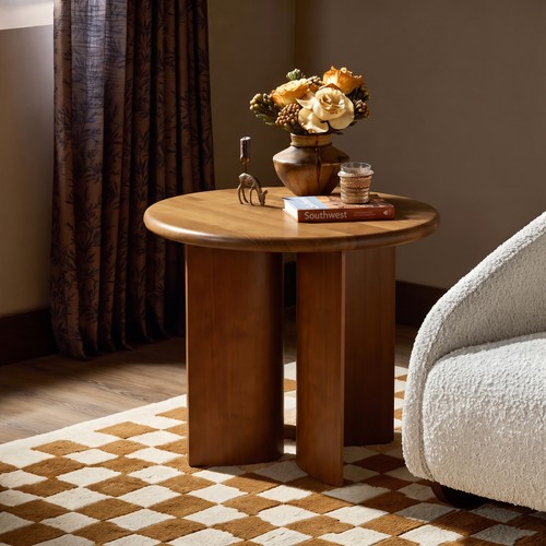 Walnut finish pine wood round - finish,