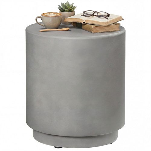17in round concrete side table - concrete,