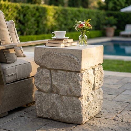 Gray mgo side table - side,