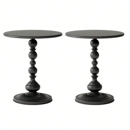 Set black round - round, metal
