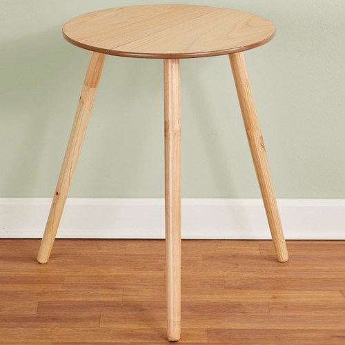 Round wood side accent - wood, table