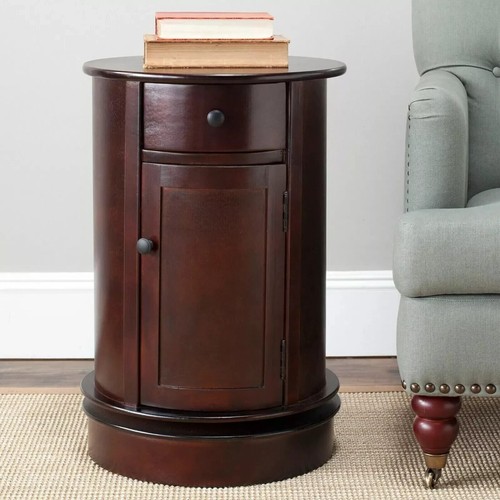 Drum end table storage round - table,